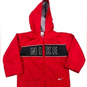 Nike Jacket Windbreaker Kids 3T Red and Black Full Zipper